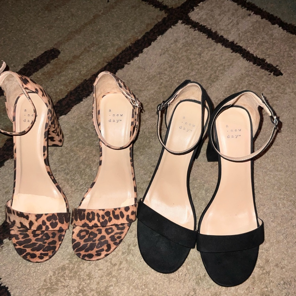 A New Day Women's Black and Leopard Print Heels